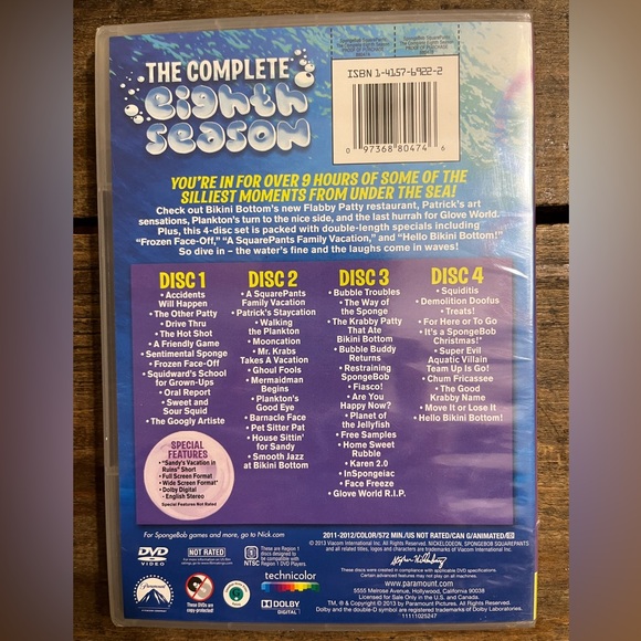 💛 SpongeBob Squarepants DVD | The Complete Eighth Season | 4 Discs | Unopened - Picture 2 of 2